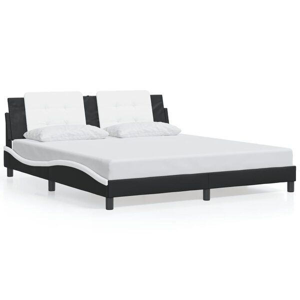 vidaXL Cadre de lit sans matelas noir et blanc 180x200 cm similicuir