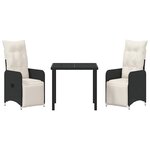 vidaXL Ensemble de salle à manger pour jardin 3 Pièces Noir Poly rotin