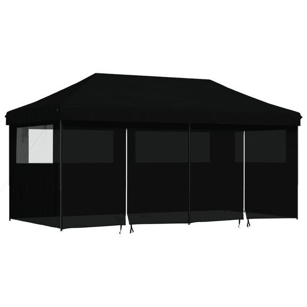 vidaXL Tente de réception pliable escamotable 4 parois latérales noir