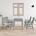 vidaXL Chaises à dîner d'extérieur avec coussins 4 Pièces Acacia massif