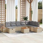vidaXL Ensemble de canapé de jardin 9 Pièces Beige 55 x 62 x 69 cm