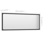 vidaXL Miroir de salle de bain Gris 100x1 5x37 cm Aggloméré