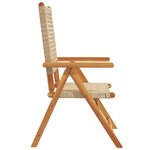 vidaXL Chaises inclinables de jardin lot de 4 beige rotin bois massif