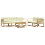 vidaXL Ensemble de canapés d'extérieur 6 pc Blanc et crème