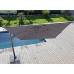 Parasol déporté orientable 360° inclinable gauche droite 3 x 3 m orient taupe