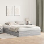 Cadre de lit de rangement vidaXL Gris Sonoma 140x190 cm