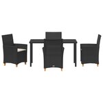 vidaXL Set de salle à manger de jardin 5 pièces avec coussins Noir Rotin Poly