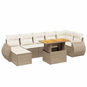 vidaXL Salon de jardin avec coussins 8 Pièces beige résine tressée