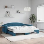 vidaXL Lit de jour avec gigogne sans matelas bleu 100x200 cm