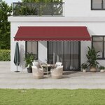 vidaXL Auvent manuel rétractable avec LED bordeaux 500x350 cm