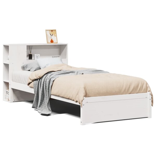 vidaXL Lit bibliothèque sans matelas blanc 100x200 cm bois pin massif