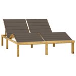 vidaXL Chaise longue double et coussins taupe Bois de pin imprégné