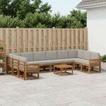 vidaXL Ensemble de canapés d'extérieur 11 pc Naturel et gris clair