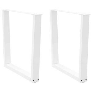 vidaXL Pieds de table à manger en forme de V  2 pièces  blanc  80 x (72-73 3) cm  acier