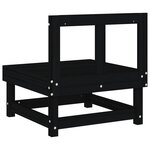 vidaXL Canapé central de jardin noir bois de pin massif