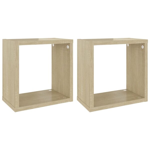 vidaXL Étagères cube murales 2 Pièces Chêne sonoma 26x15x26 cm