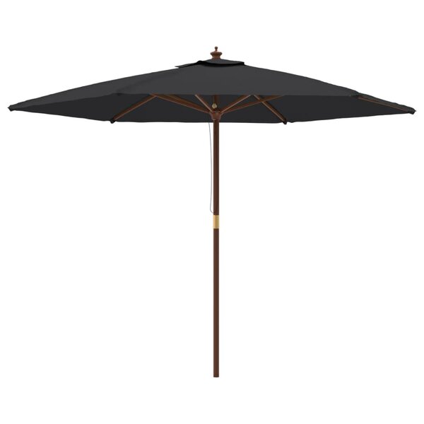vidaXL Parasol de jardin avec mât en bois noir 299x240 cm