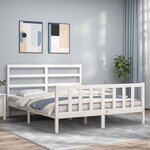 vidaXL Cadre de lit avec tête de lit blanc 160x200 cm bois massif
