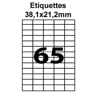 Étiquettes adhésives  38,1x21,2mm  (650 étiquette/feuille) - blanc - 10 feuilles -t3azur