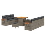 vidaXL Ensemble de canapé de jardin 10 Pièces Gris Poly rotin