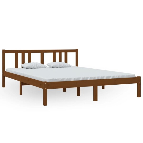 vidaXL Cadre de lit sans matelas marron miel bois massif 150x200 cm