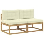 vidaXL 2 Pièce Sofa de milieu extérieur Polyester Blanc