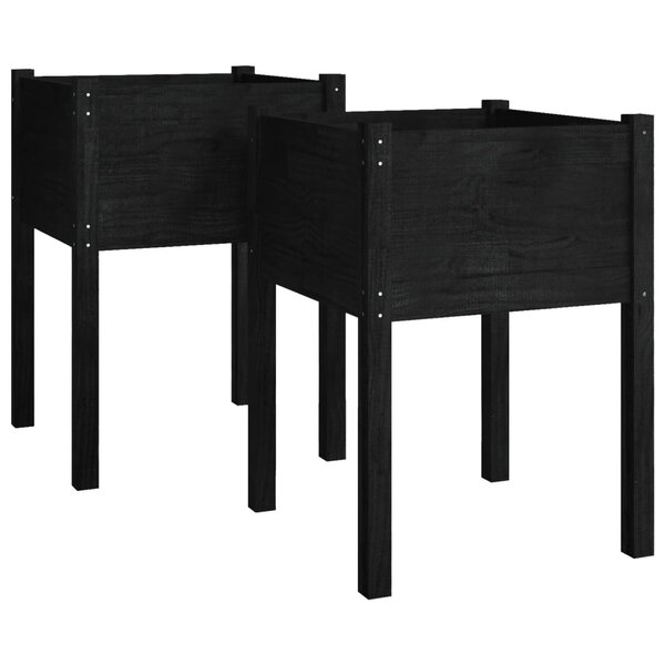 vidaXL Jardinières 2 Pièces Noir 50x50x70 cm Bois de pin massif