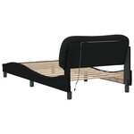 vidaXL Cadre de lit avec LED sans matelas noir 100x200 cm tissu