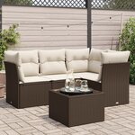 vidaXL Salon de jardin avec coussins 5 Pièces marron résine tressée