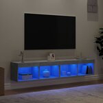 vidaXL Meubles TV avec lumières LED 2 Pièces gris béton 80x30x30 cm