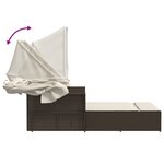 vidaXL Chaise longue double avec auvent et coussins marron poly rotin
