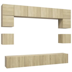 vidaXL Ensemble de meuble TV 8 Pièces Chêne sonoma Bois d'ingénierie