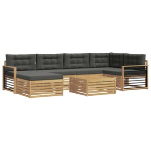 vidaXL Ensemble de canapés d'extérieur 7 Pièces Blanc et anthracite