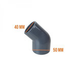 Coude d'angle en PVC - 45° pour raccord de tuyaux - PN16 - 50 mm - Male femelle - Gris