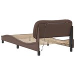 vidaXL Cadre de lit avec lumières LED marron 100x200 cm similicuir