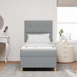 vidaXL Lit à ressorts avec matelas et lumière LED Gris clair 100x200 cm Tissu