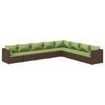 vidaXL Salon de jardin 8 Pièces avec coussins résine tressée marron