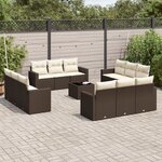 vidaXL Salon de jardin avec coussins 13 Pièces marron résine tressée