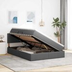 vidaXL Lit avec rangement et LED Gris foncé 140 x 200 cm tissu