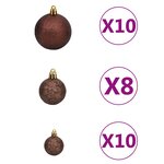 vidaXL Set de boules de Noël avec pic et 300 LED 120Pièces Doré et bronze