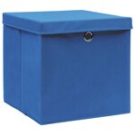 vidaXL Boîtes de rangement avec couvercle 10 Pièces Bleu 32x32x32cm Tissu