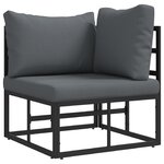 vidaXL Ensemble de canapé de jardin 3 Pièces Noir 211.5 x 71.5 x 71 cm