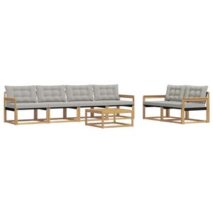 vidaXL Ensemble de canapés d'extérieur 7 Pièces Blanc et gris clair