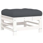 vidaXL Salon de jardin 3 Pièces avec coussins blanc bois massif