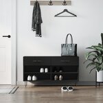 vidaXL Banc à chaussures noir 102x35x55 cm bois d'ingénierie