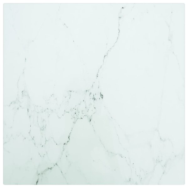 vidaXL Dessus de table blanc 30x30 cm 6 mm verre trempé design marbre