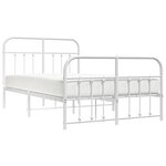 vidaXL Cadre de lit métal sans matelas et pied de lit blanc 120x200 cm