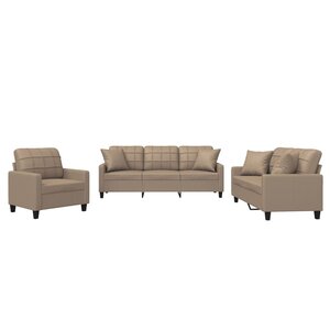 vidaXL Ensemble de canapés 3 Pièces avec coussins cappuccino similicuir
