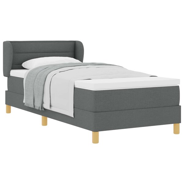 vidaXL Lit à ressorts avec matelas Gris foncé 80 x 200 cm tissu