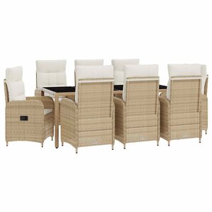 vidaXL Ensemble de repas extérieur 9 Pièces Beige et blanc crème